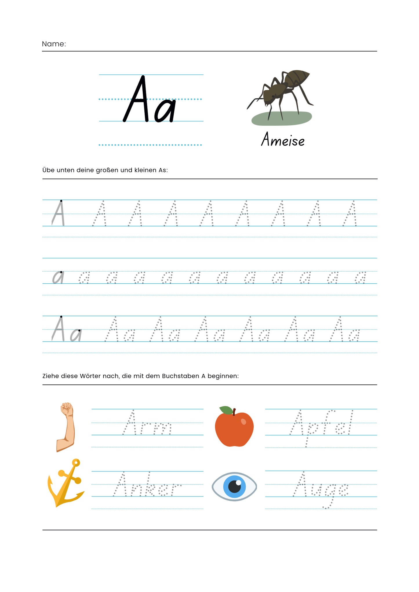 ABC Schreiblernheft – Buchstaben lernen & nachspuren (A4, Printable PDF)