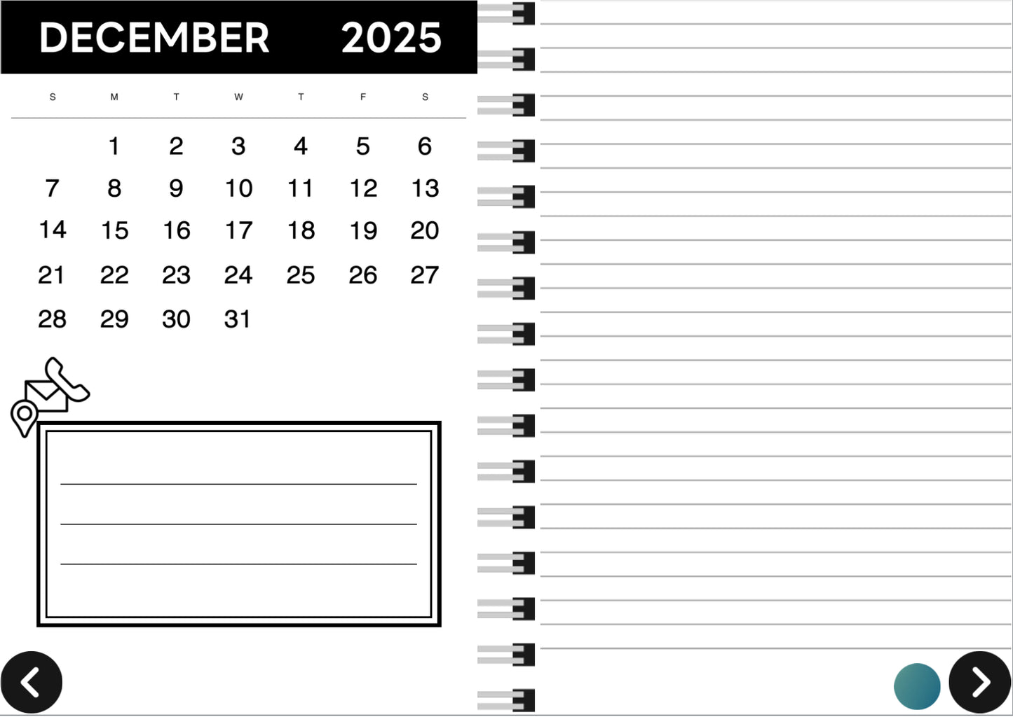 Digital Planner 2025 – Interaktiver PDF-Kalender mit Hyperlinks und Notizfunktion
