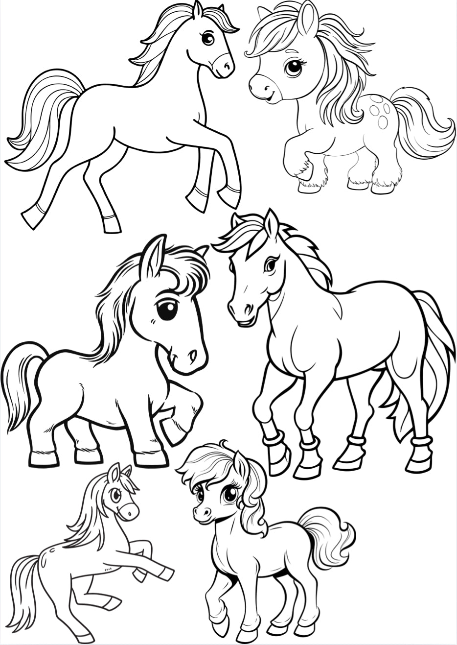Kritzspaß mit Zechs & Reisig – 36 Ausmalbilder für Kinder | PDF Malbuch zum Ausdrucken | Tiere, Fahrzeuge, Ponys, Essen & mehr
