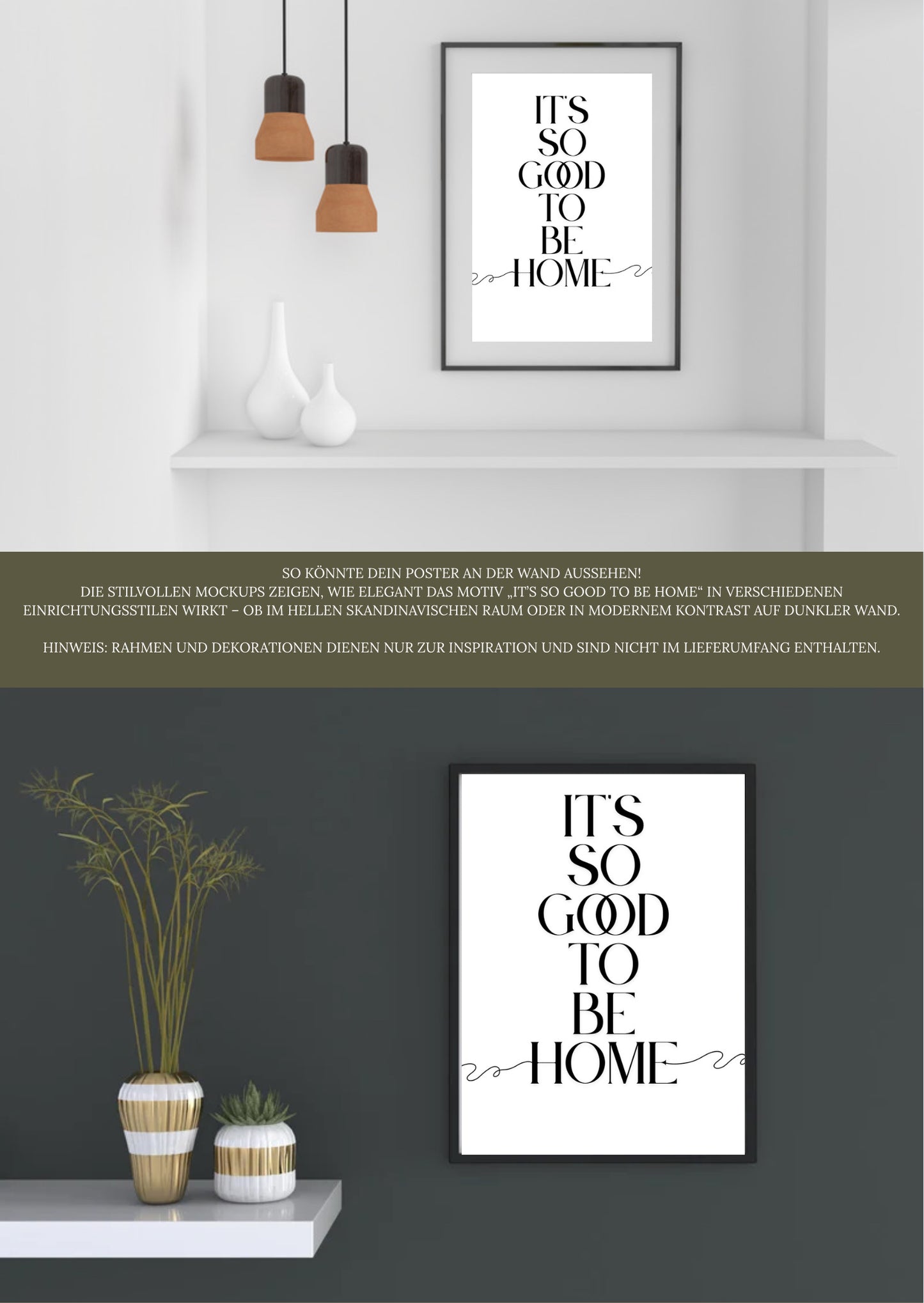 „It’s so good to be home“ – Minimalistischer Wandprint in Schwarz-Weiß, A4 PDF zum Sofort-Download