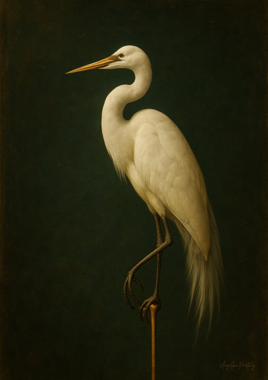 Anmut & Stille – Digitales Poster – PDF A2 + A4 – Minimalistische Wandkunst – Eleganter Vogel – Tiefe Ruhe – Zum Ausdrucken