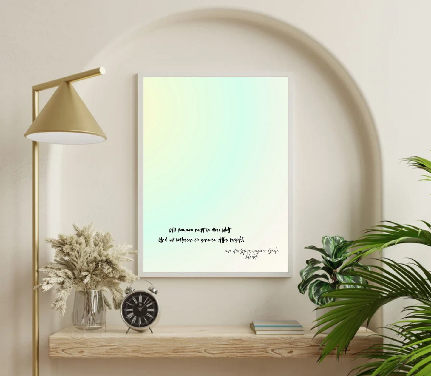 Alles vergeht – nur die Spur unserer Seele bleibt | Minimalistisches Zitat als PDF-Druck | Psychologische Wandkunst zum Nachdenken