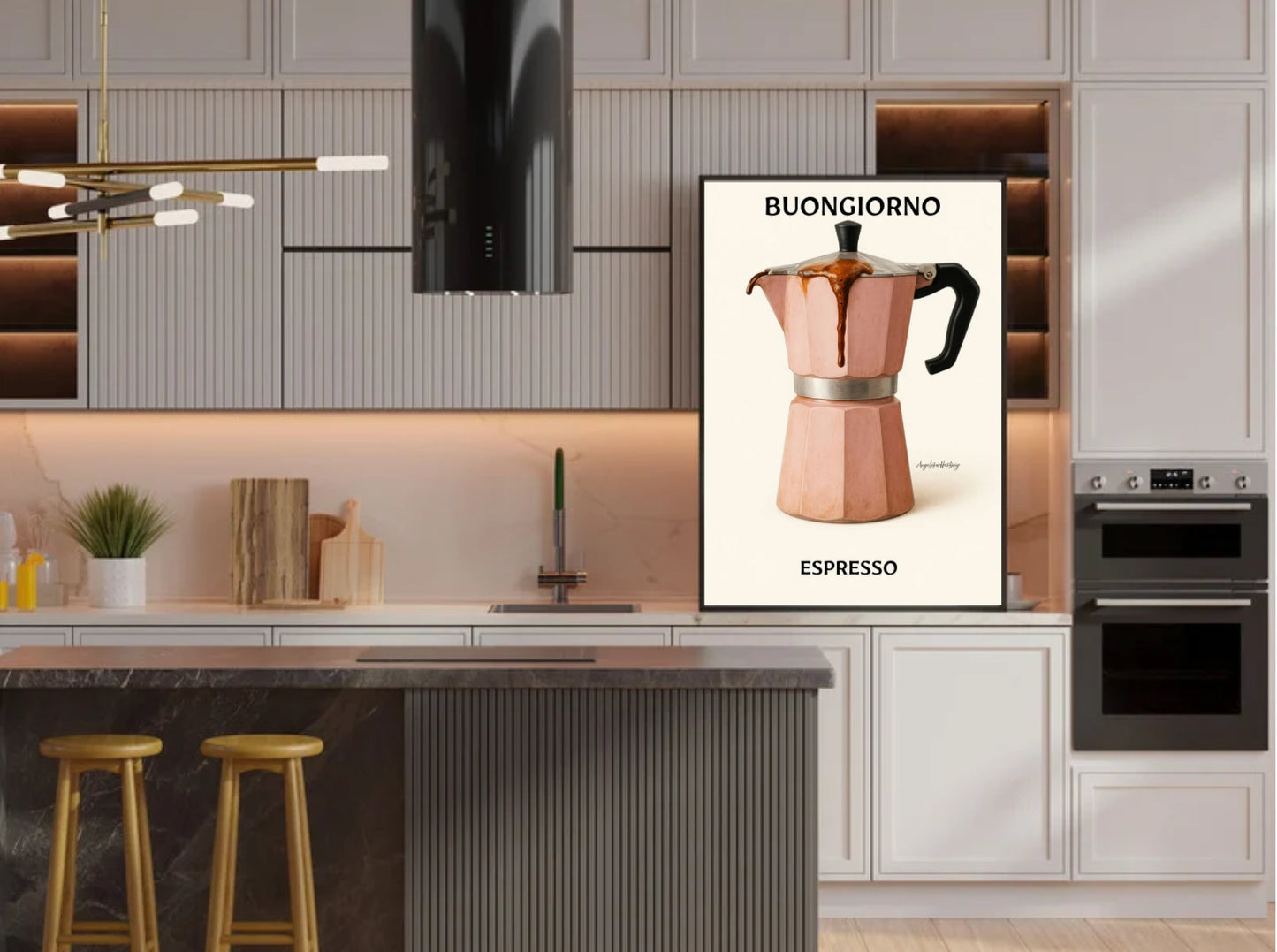 PDF Poster BUONGIORNO ESPRESSO – A4 Download | Italienische Kaffeekunst für Küche, Café, Bar | Retro Stil, Modern, Minimalistisch