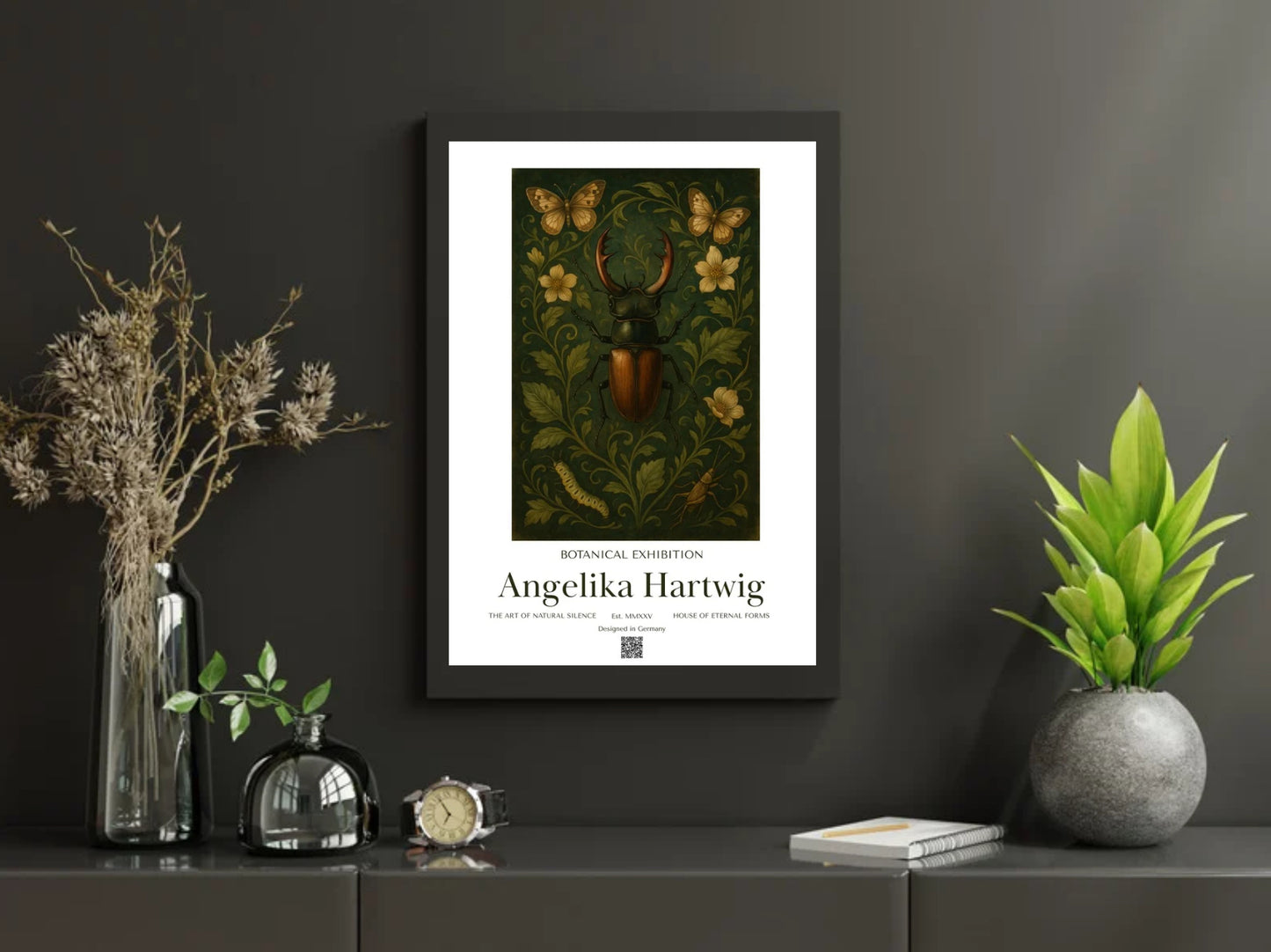 Botanischer Kunst-Poster | Stilvolles Insekten-Motiv | Angelika Hartwig | PDF Download – A1 A2 A3 A4