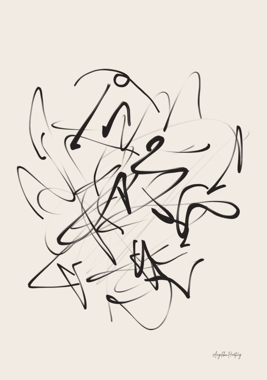 Abstrakte Linienkunst als PDF Kunstdruck A4 A1 Chaos trifft Balance Modern Minimal Wandkunst Sofort Download Geschenkidee