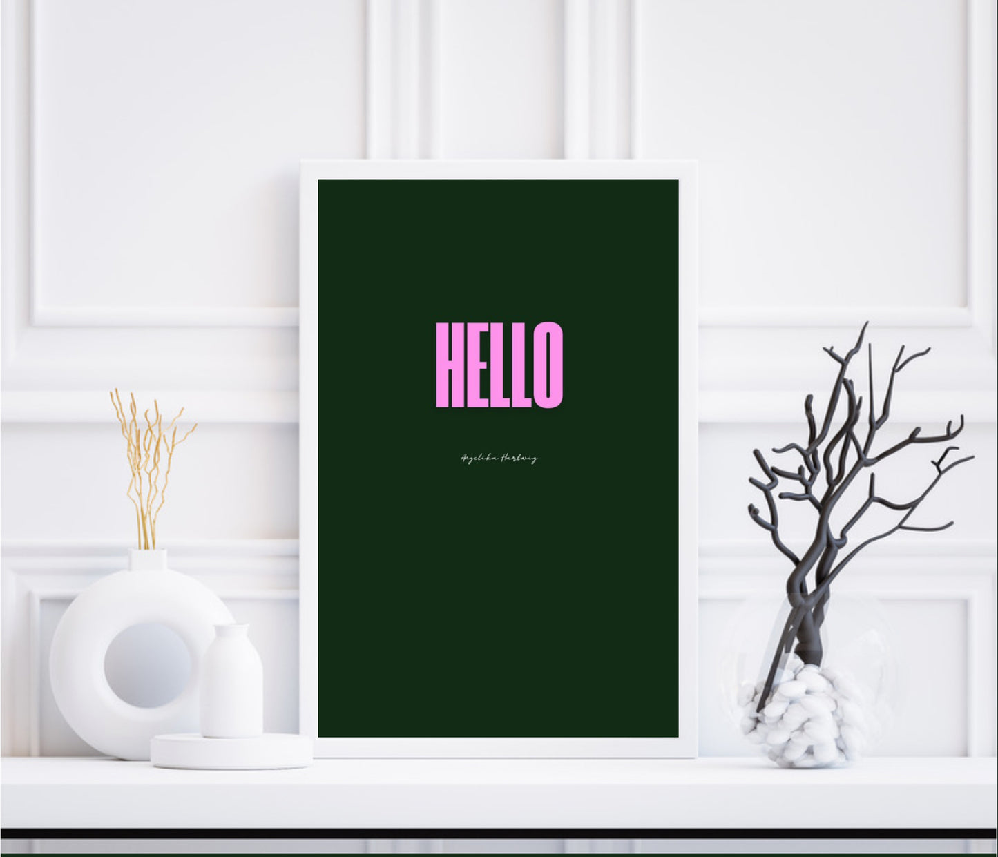 HELLO – Eleganter Typografie-Poster als PDF | Digitaler Kunstdruck zum Sofort-Download | Stilvolles Wandbild für Zuhause oder Büro