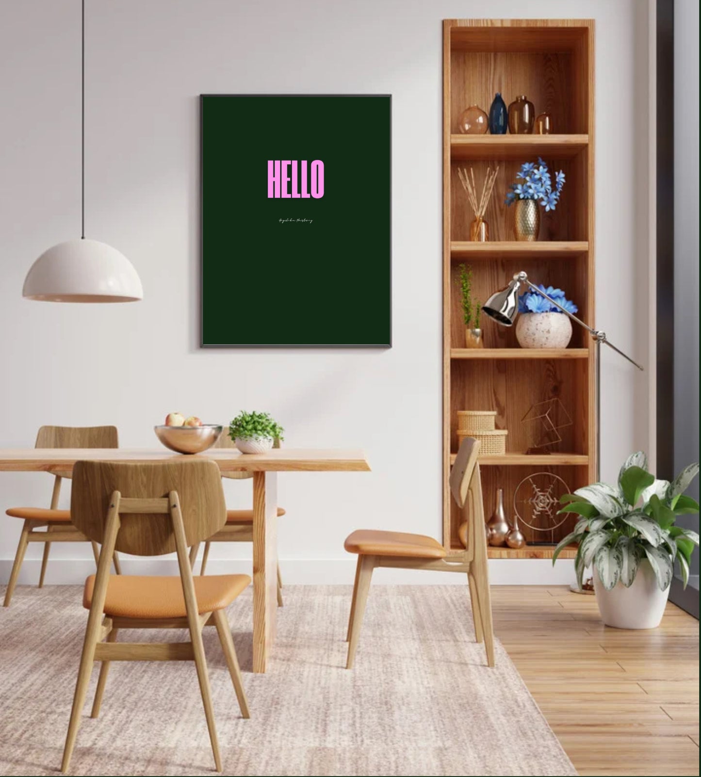 HELLO – Eleganter Typografie-Poster als PDF | Digitaler Kunstdruck zum Sofort-Download | Stilvolles Wandbild für Zuhause oder Büro