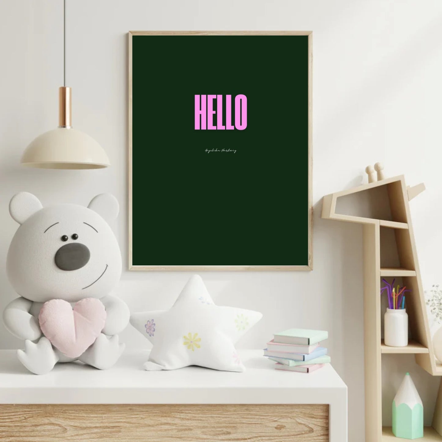 HELLO – Eleganter Typografie-Poster als PDF | Digitaler Kunstdruck zum Sofort-Download | Stilvolles Wandbild für Zuhause oder Büro