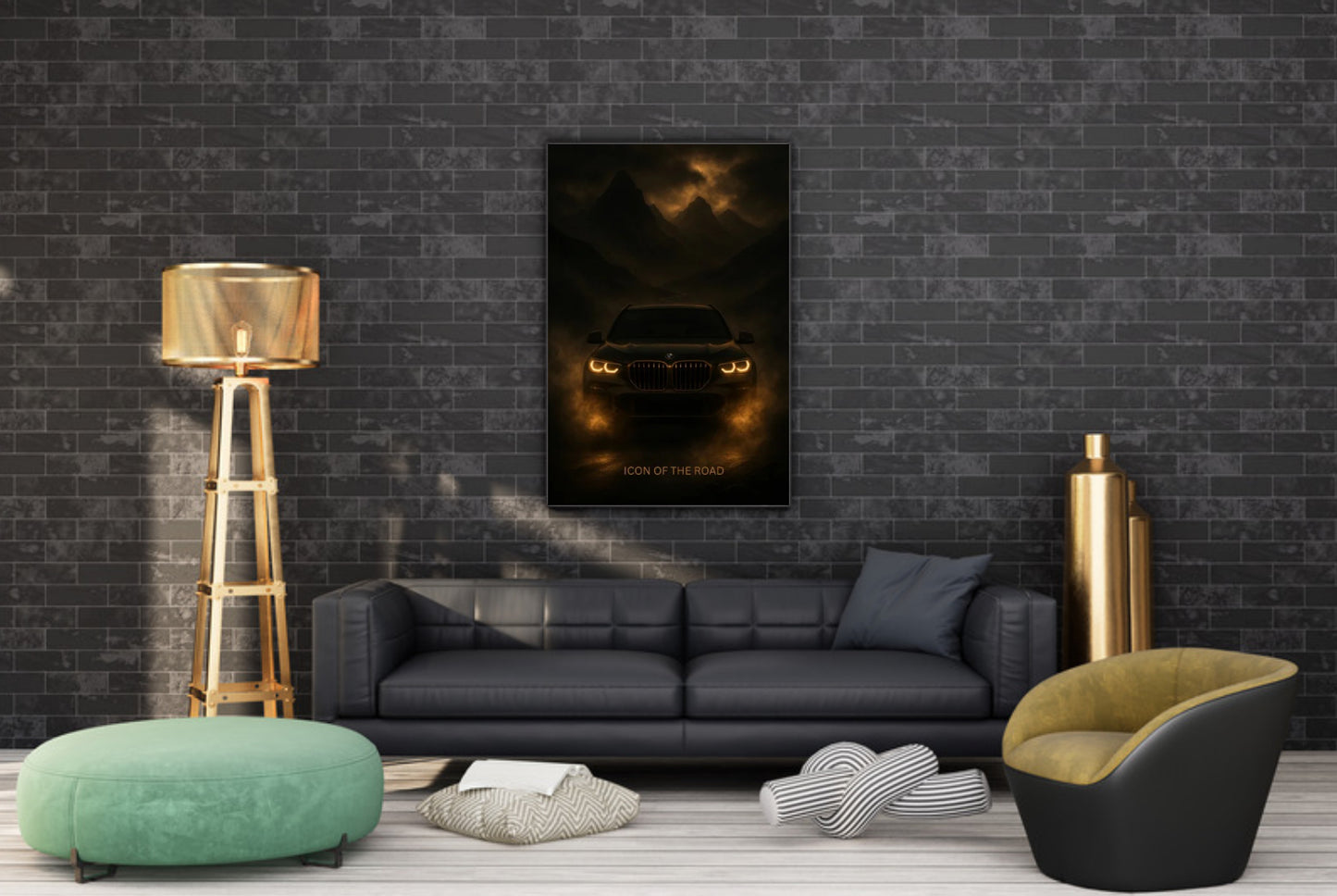 BMW Poster PDF | Luxus Auto Wandkunst | Schwarzer BMW SUV im Nebel | Premium Design A4 & A1 Digital Download