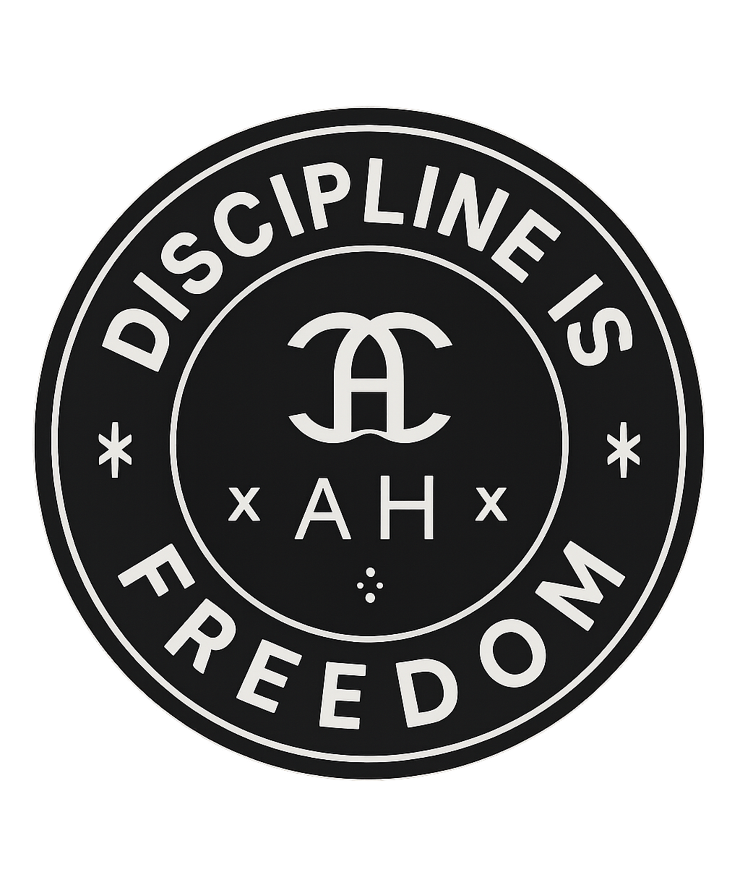 Edelstahl Thermobecher xAHx • DISCIPLINE IS FREEDOM • Schwarzer Premium Travel Mug mit Strohhalm • Motivationsdesign für Alltag, Sport & Arbeit, Edelstahlbecher