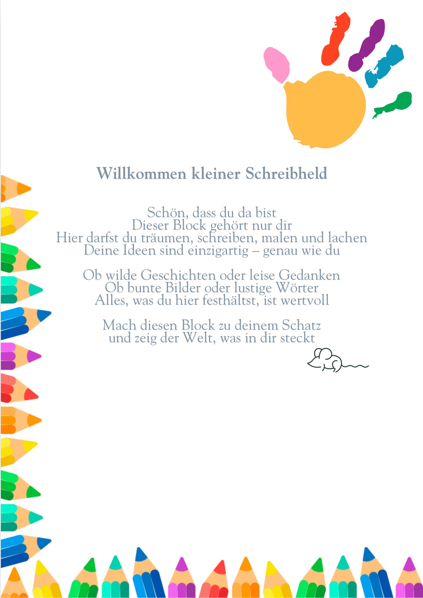 Mein kleiner Mäuse-Schreibspaß – Dein kreativer A4-Block für große Ideen