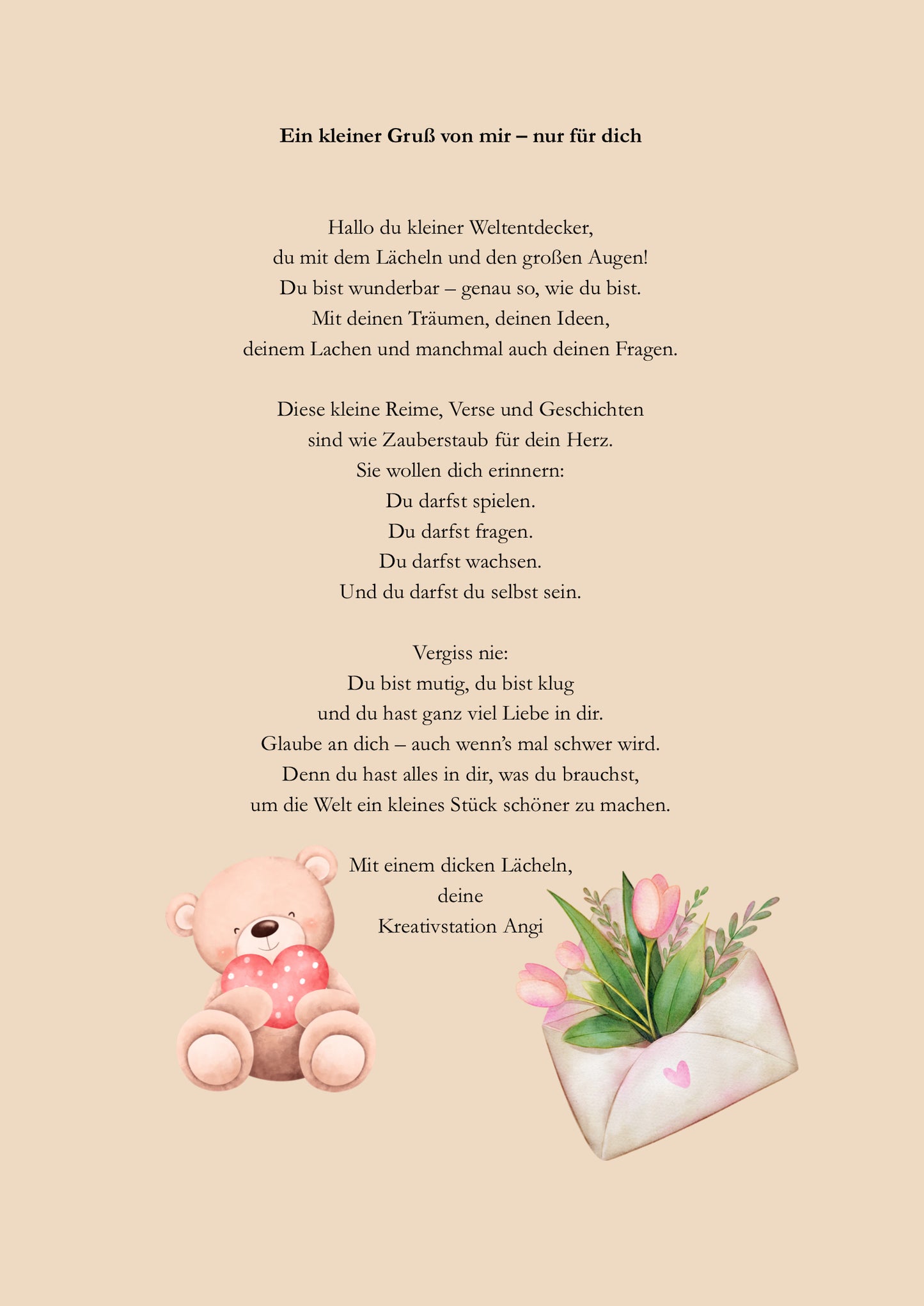 Reime mit Herz – Kindergedichte für kluge Köpfe und warme Herzen (A4-Format, PDF zum Sofort-Download)