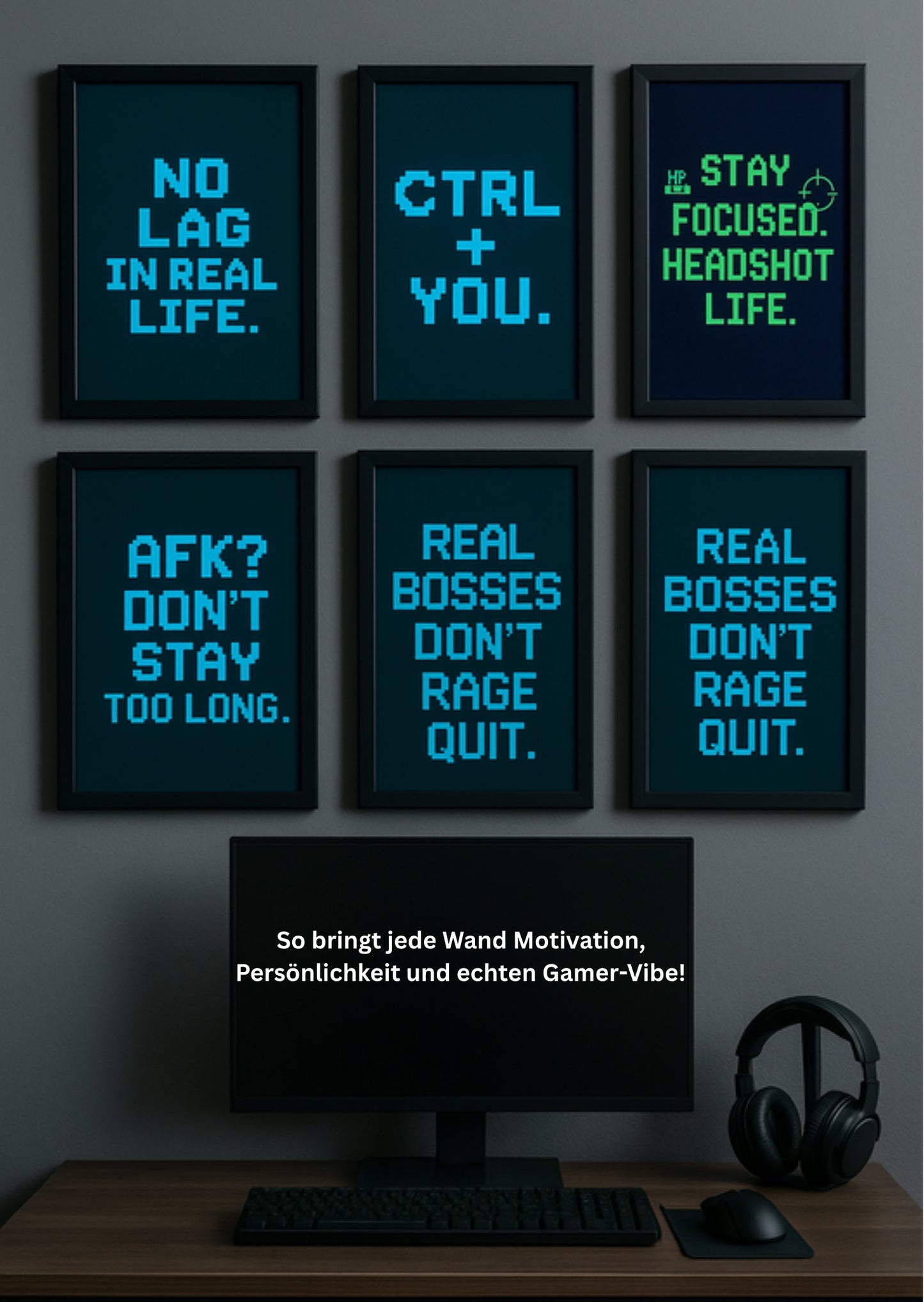 Gamer Wandposter Set – Motivierende Gaming-Zitate für dein Setup