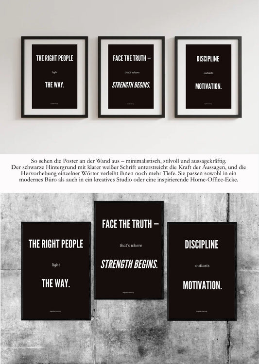 Motivationsposter Set – Wahrheit, Disziplin & Erfolg, digital als PDF