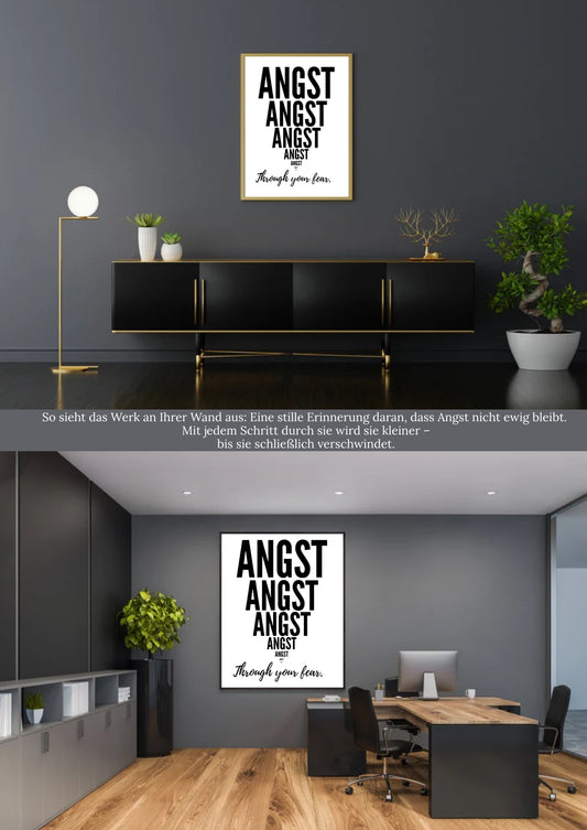 Motivationsposter „Through Your Fear“ | Angst überwinden | A4 | Digitaler PDF-Download