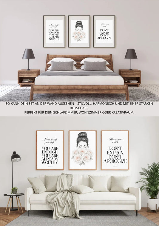 Never doubt yourself – Poster-Set (3er-Set als PDF, A4 Format)