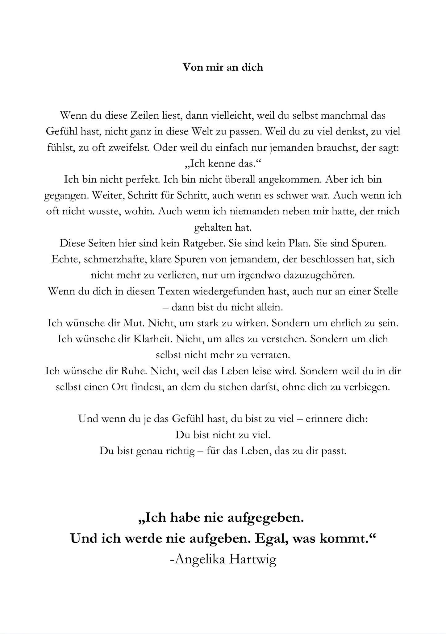 Ehrliche Texte über Selbstzweifel, Stärke, Neuanfang und innere Freiheit