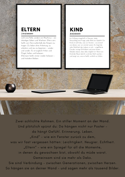 Kind & Eltern – 2er Poster Set als PDF zum Ausdrucken | A4 Wandkunst für Familie, Kinderzimmer & bewusstes Elternsein