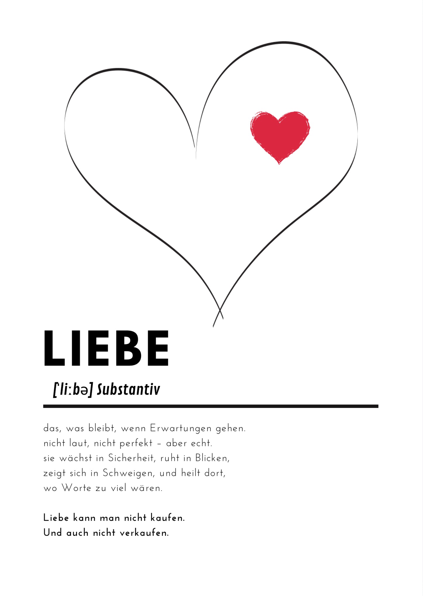 Liebe Poster PDF zum Ausdrucken | A4 Wandbild mit tiefem Zitat – Minimalistische Kunst für Schlafzimmer, Paartherapie, Coaching & Herzmenschen