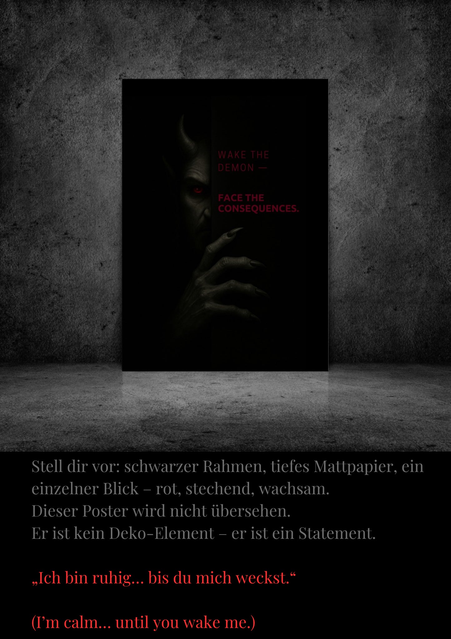 Dark Demon Poster – PDF zum Ausdrucken (A4, Digital Download) – Mystery & Power Art Print