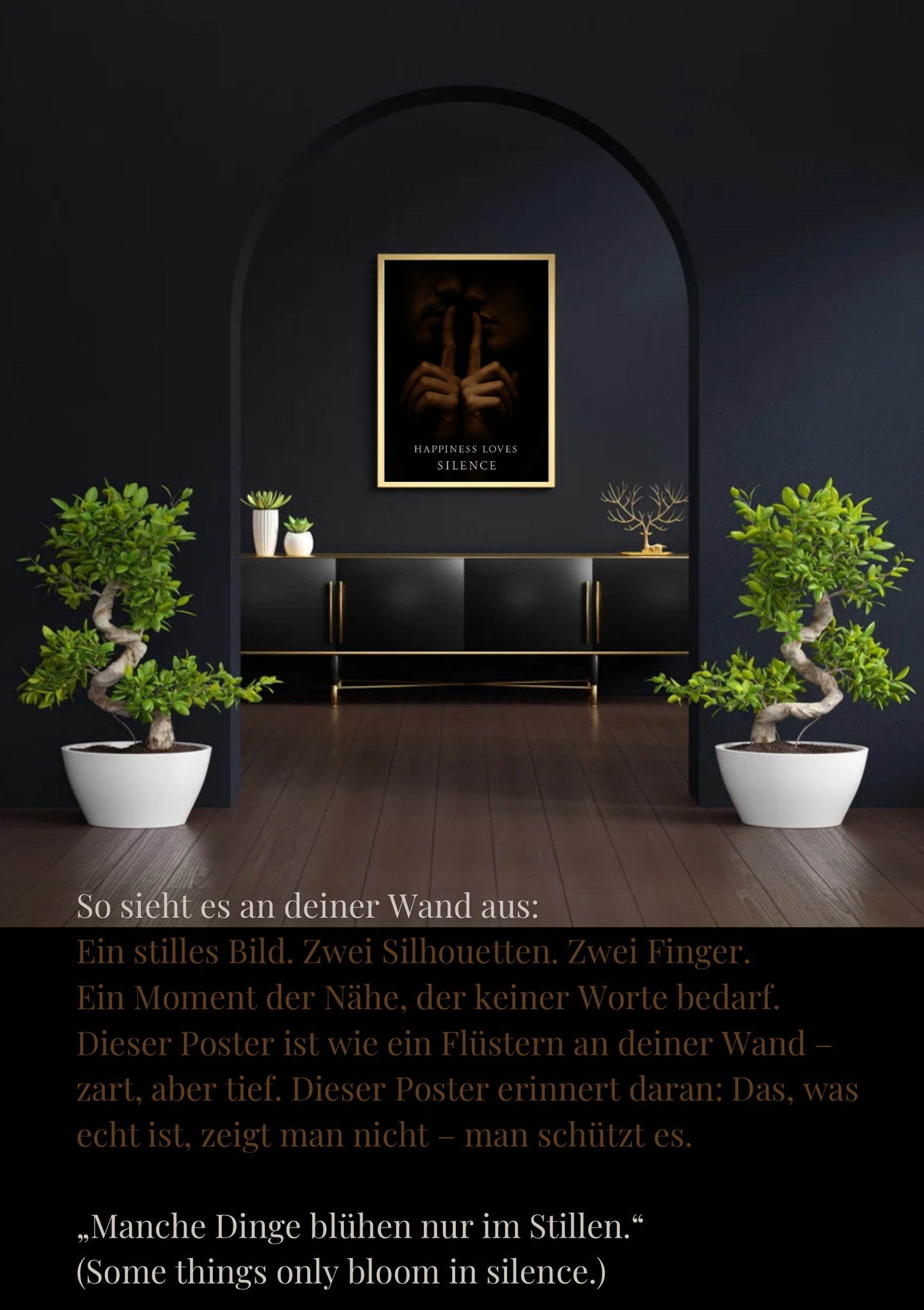 Happiness Loves Silence – Paar Poster als PDF (A4 zum Ausdrucken) – Intime Wandkunst, Digitale Datei