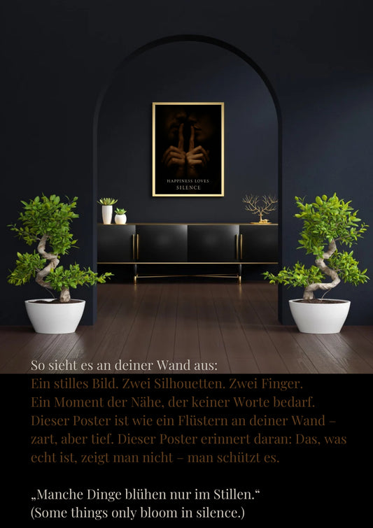 Happiness Loves Silence – Paar Poster als PDF (A4 zum Ausdrucken) – Intime Wandkunst, Digitale Datei