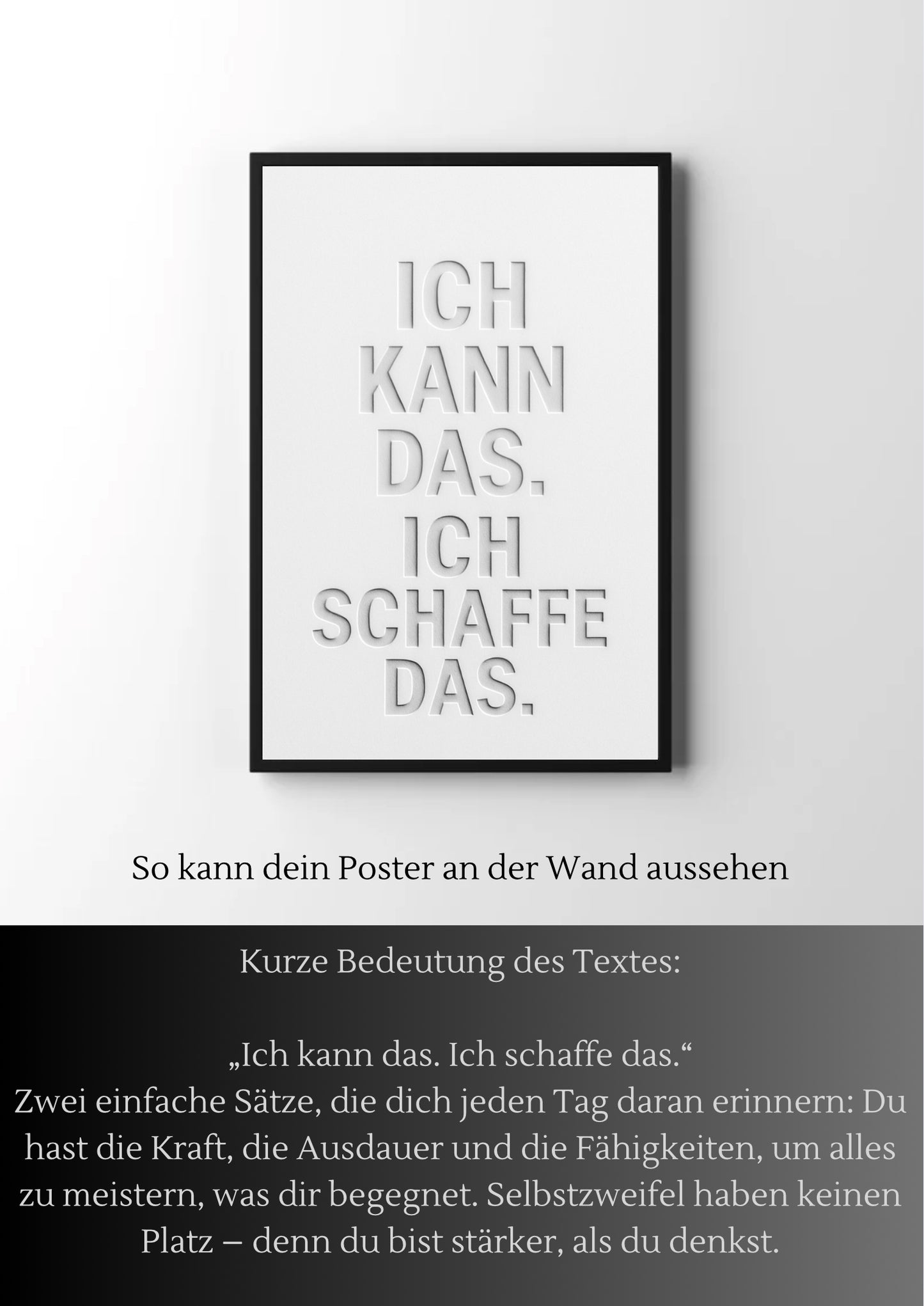 Motivationsposter PDF | Ich kann das ich schaffe das | Wanddeko minimalistisch modern | A4 Printable Kunst für Büro oder Zuhause