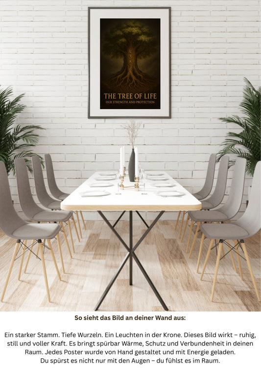 Baum des Lebens – Magischer Schutzposter – 6D-Effekt – PDF A3 + A4 zum Ausdrucken – Spirituelles Wandbild – Urkraft & Familienenergie