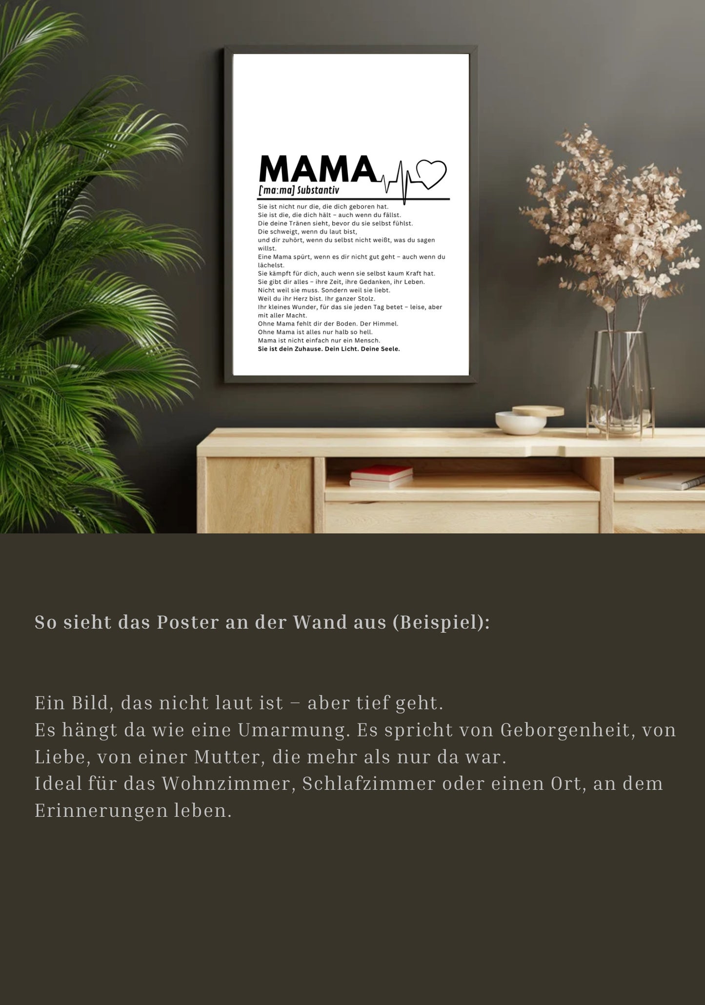 MAMA Poster – Emotionaler Kunstdruck A4, Wandbild für Mama, Geschenk zum Muttertag, Herz-Kunst,PDF