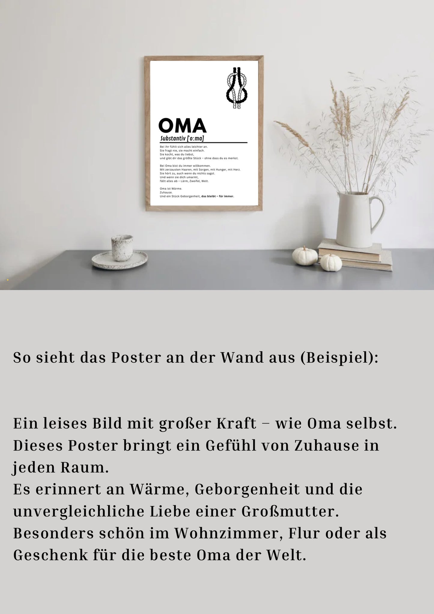 OMA Poster – Herzlicher Kunstdruck A4, Geschenk für Großmutter, Wandbild mit Gefühl, PDF