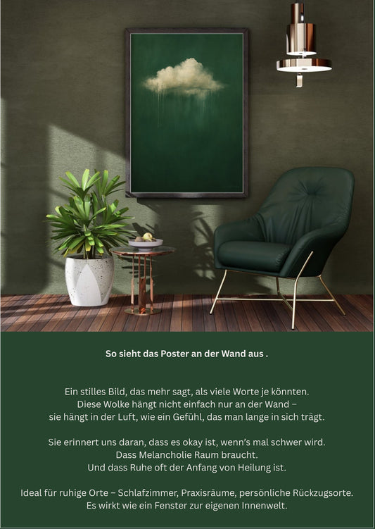 Regenwolke Poster – A1 Kunstdruck, Melancholische Kunst, Stille Gefühle Wandbil, PDF