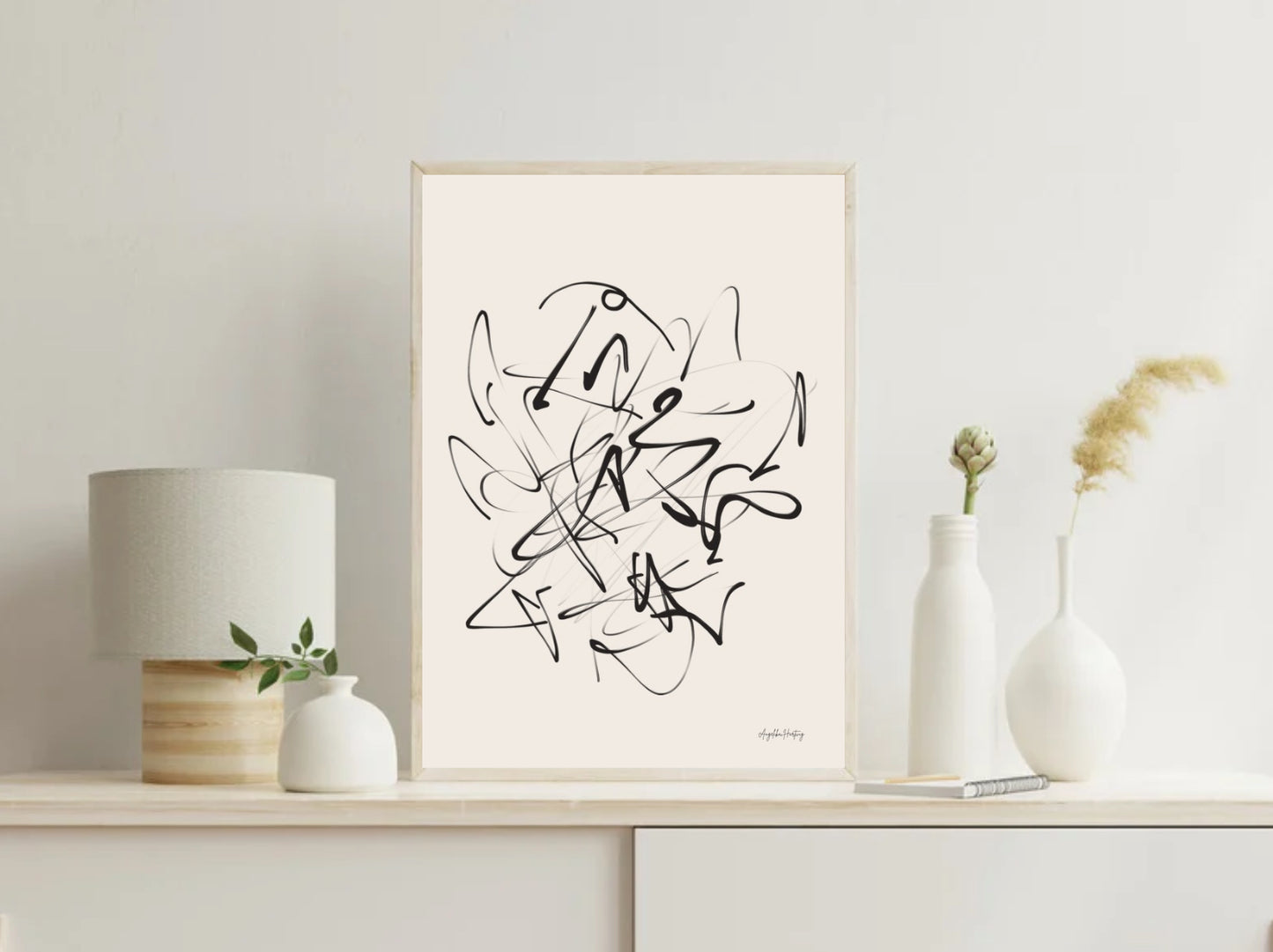 Abstrakte Linienkunst als PDF Kunstdruck A4 A1 Chaos trifft Balance Modern Minimal Wandkunst Sofort Download Geschenkidee
