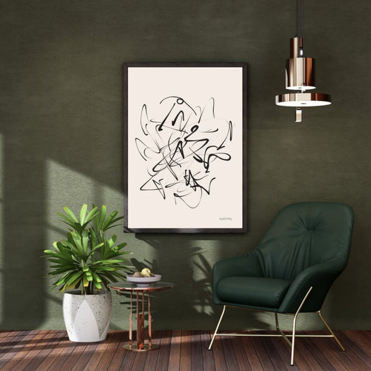 Abstrakte Linienkunst als PDF Kunstdruck A4 A1 Chaos trifft Balance Modern Minimal Wandkunst Sofort Download Geschenkidee