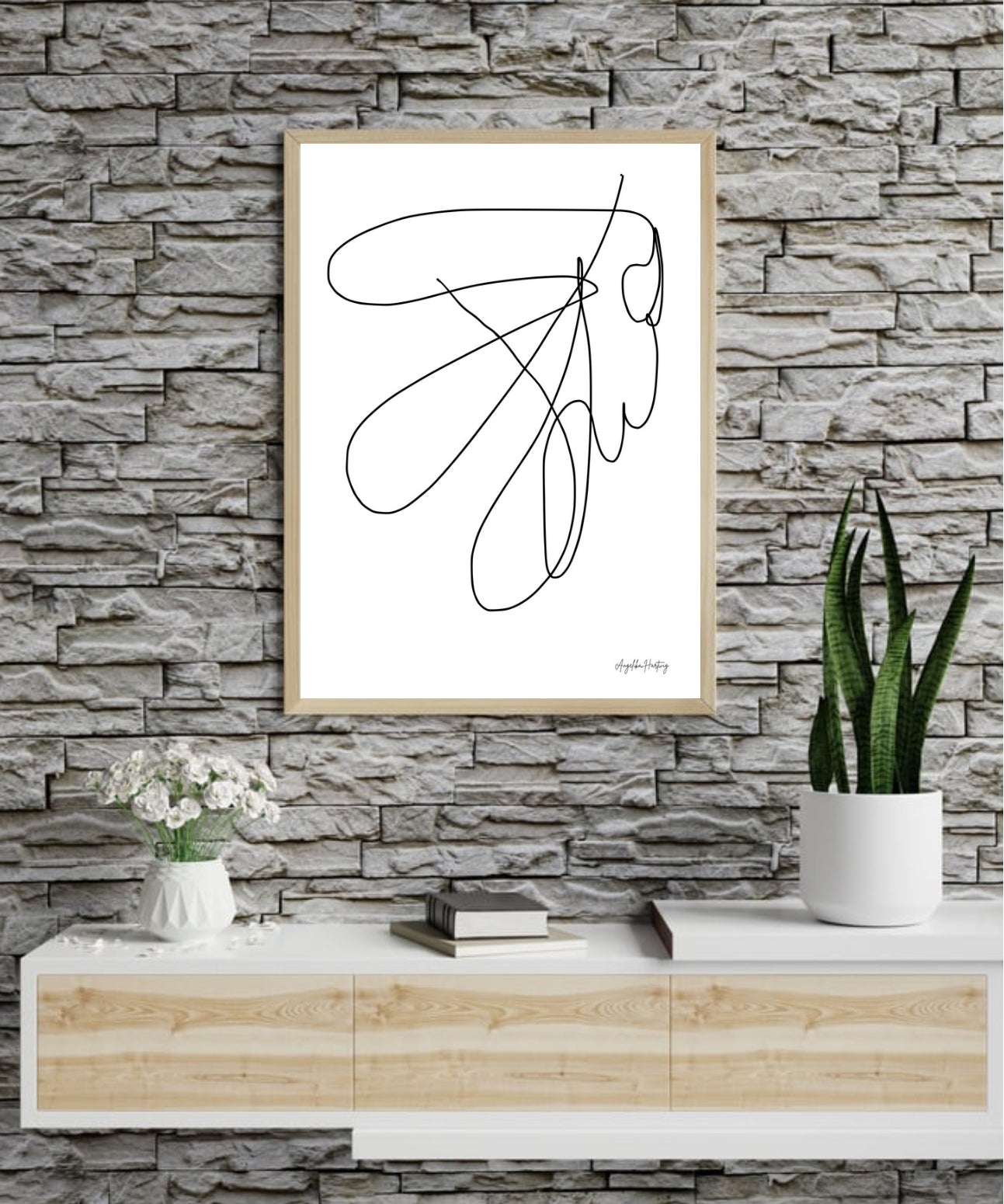 Line Art Poster PDF minimalistisch modern | Abstrakter Kunstdruck A4 A1 zum Download | Skandinavisch Elegant Sofortdruck