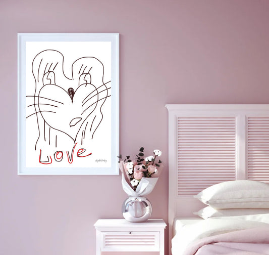 Löwe aus dem Herzen | Symbolisches Poster Liebe & Mut | Naive Line Art Zeichnung – PDF A4 & A1