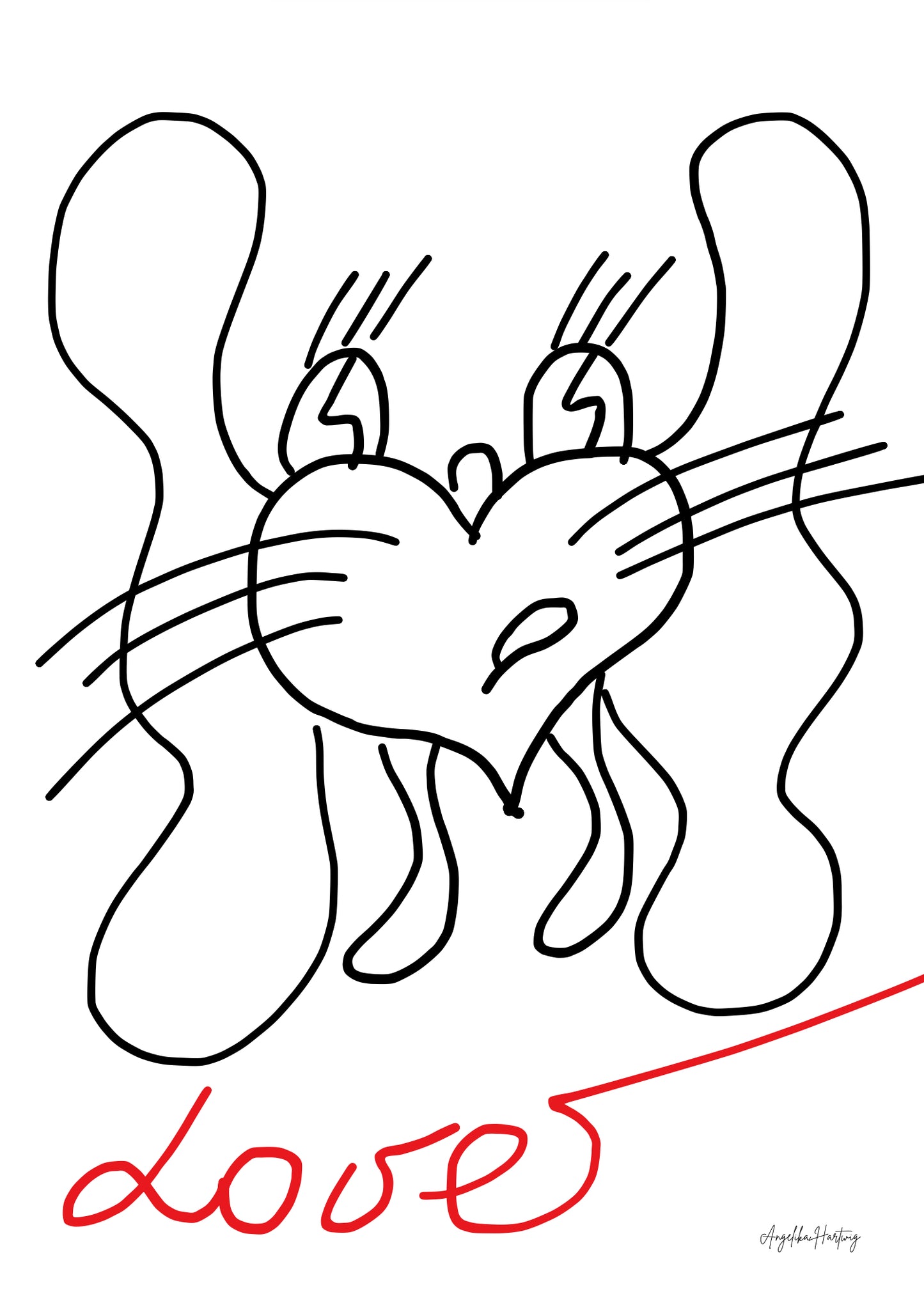 LOVE LION | Symbolkraft Poster Herz-Löwe & Mut – Line Art Illustration als PDF A4