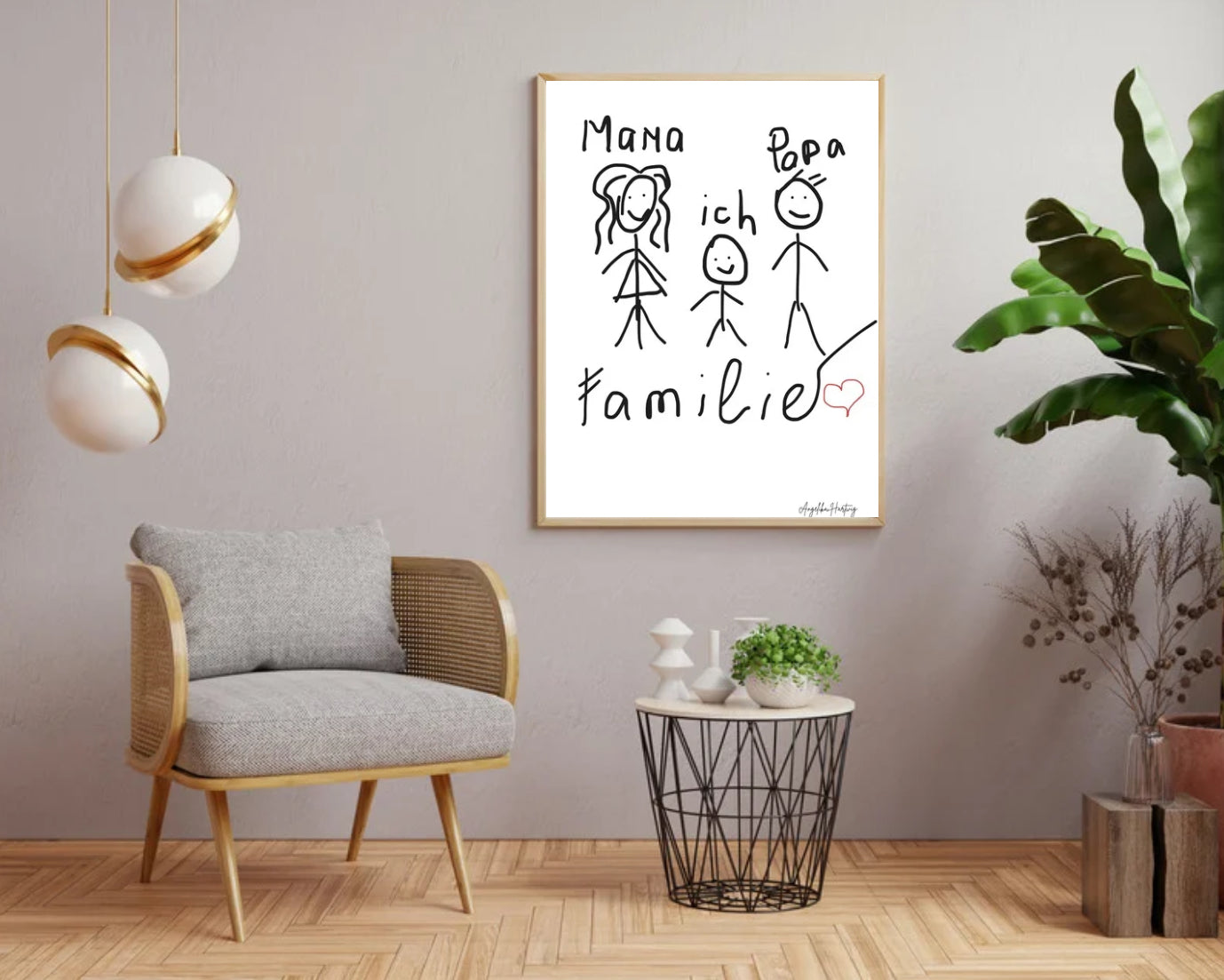FAMILIE | Emotionale Kinderzeichnung über Liebe & Zusammenhalt – PDF Poster A4 & A1 zum Ausdrucken