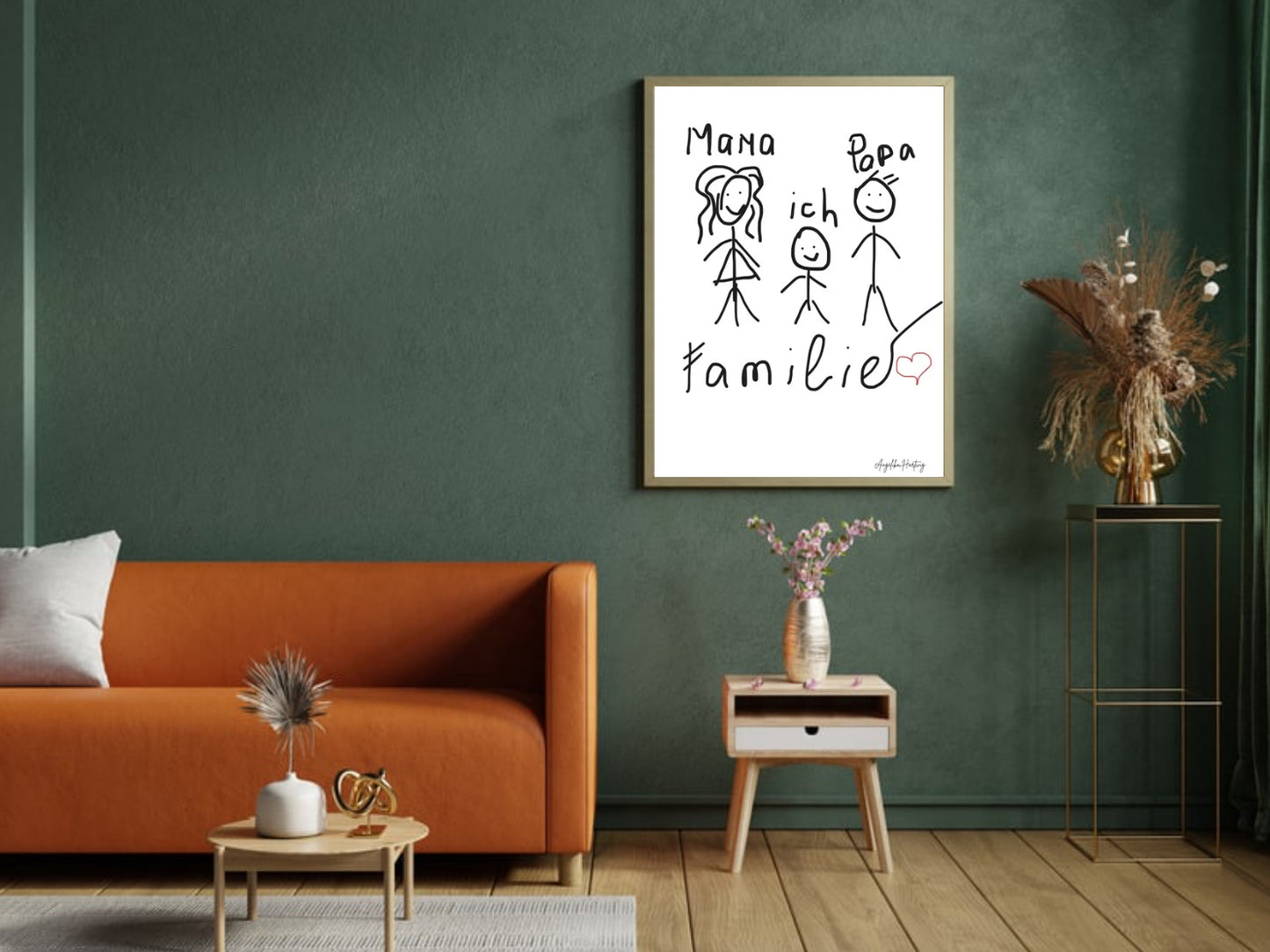 FAMILIE | Emotionale Kinderzeichnung über Liebe & Zusammenhalt – PDF Poster A4 & A1 zum Ausdrucken