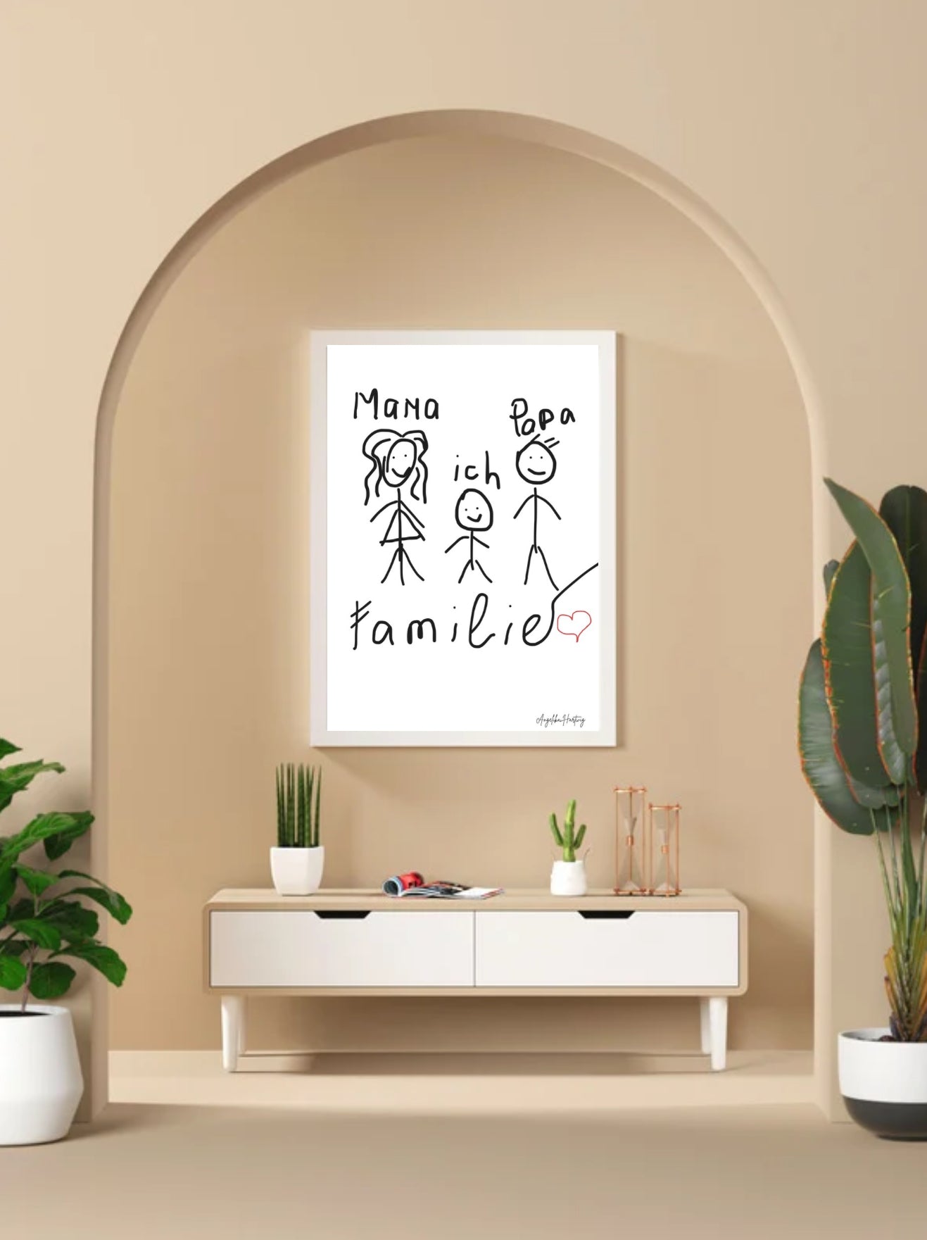 FAMILIE | Emotionale Kinderzeichnung über Liebe & Zusammenhalt – PDF Poster A4 & A1 zum Ausdrucken