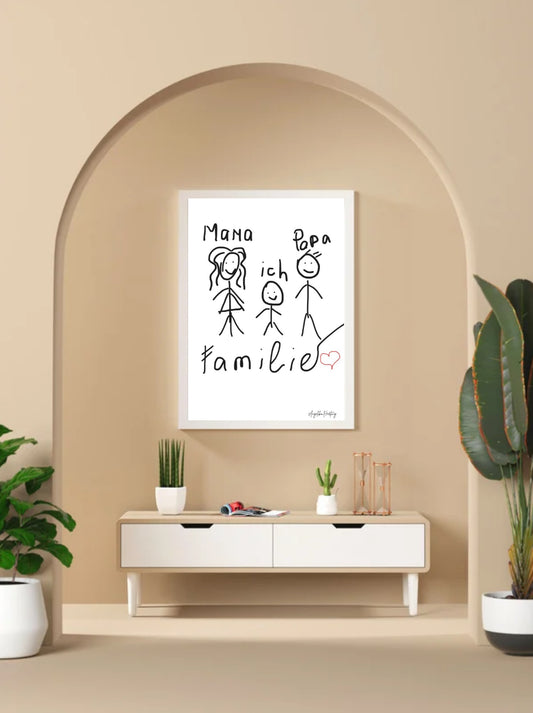 FAMILIE | Emotionale Kinderzeichnung über Liebe & Zusammenhalt – PDF Poster A4 & A1 zum Ausdrucken