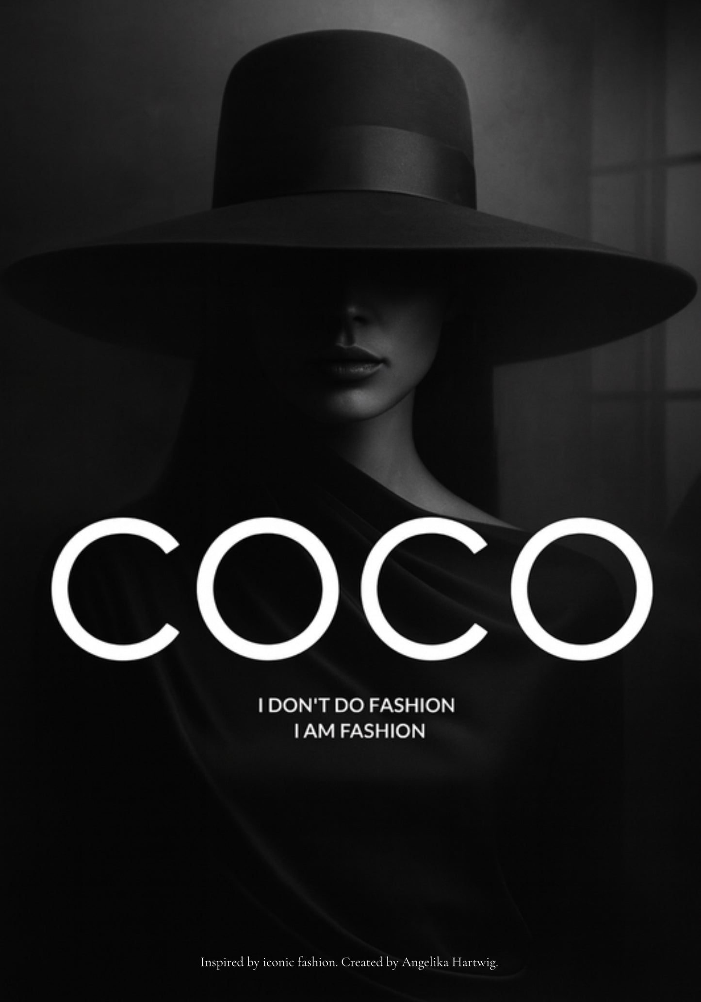 I AM FASHION – Schwarz-Weiß Poster für Mode-Liebhaber | Eleganter Print für Fashionistas & Stilbewusste | Coco Stil A4–A1 PDF