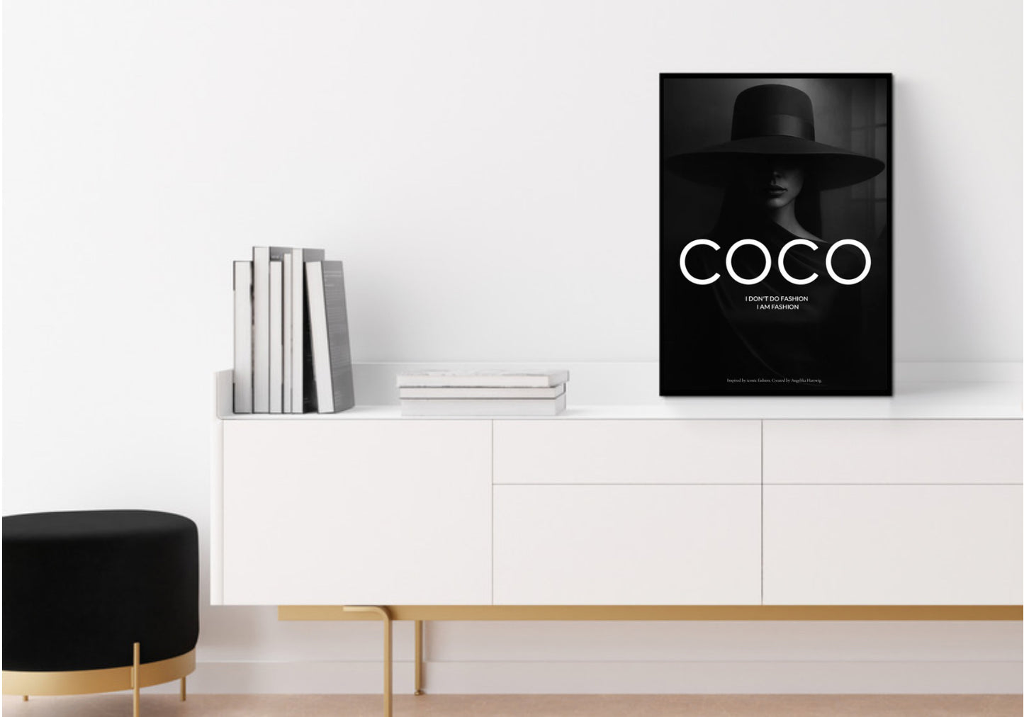 I AM FASHION – Schwarz-Weiß Poster für Mode-Liebhaber | Eleganter Print für Fashionistas & Stilbewusste | Coco Stil A4–A1 PDF