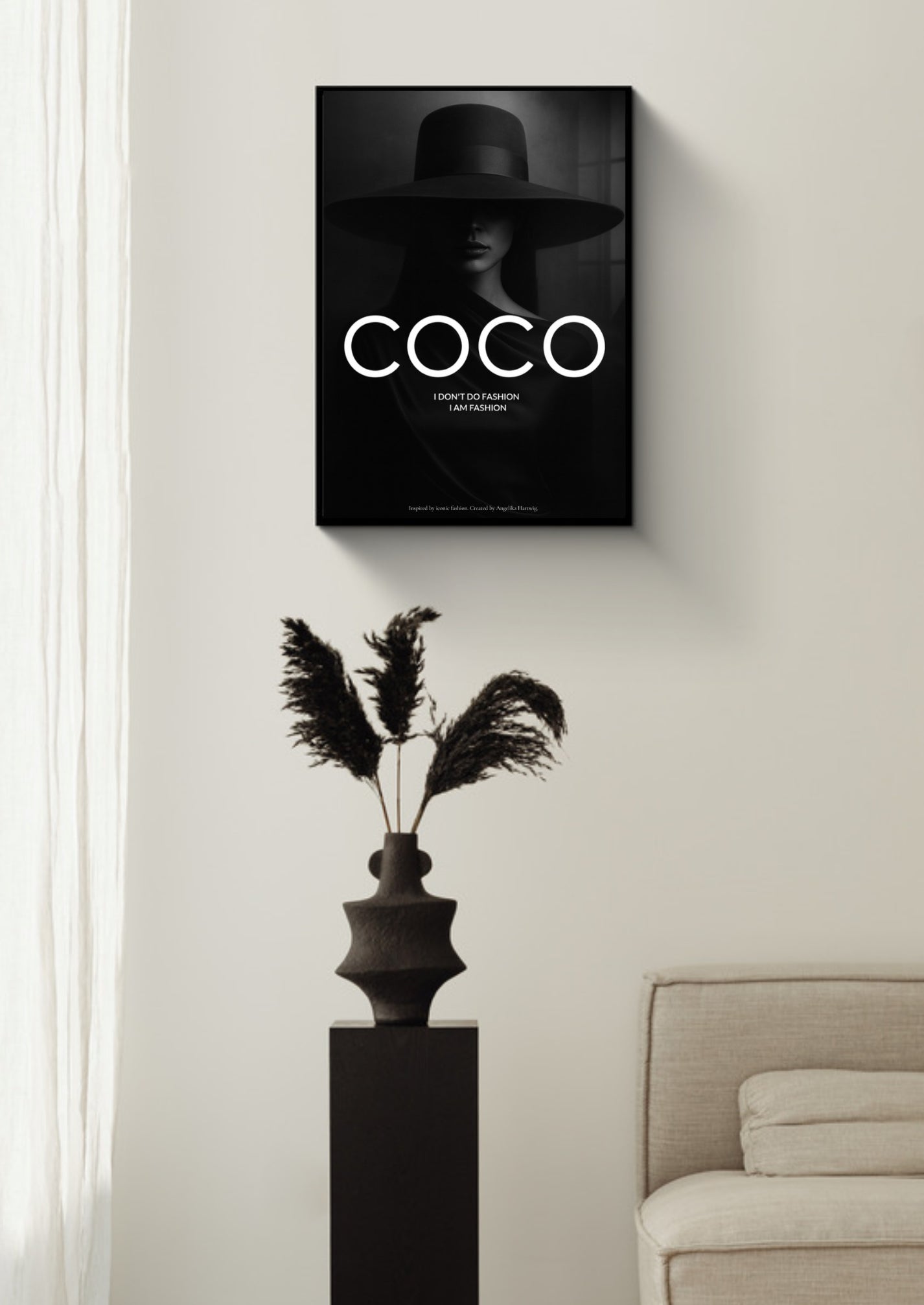 I AM FASHION – Schwarz-Weiß Poster für Mode-Liebhaber | Eleganter Print für Fashionistas & Stilbewusste | Coco Stil A4–A1 PDF