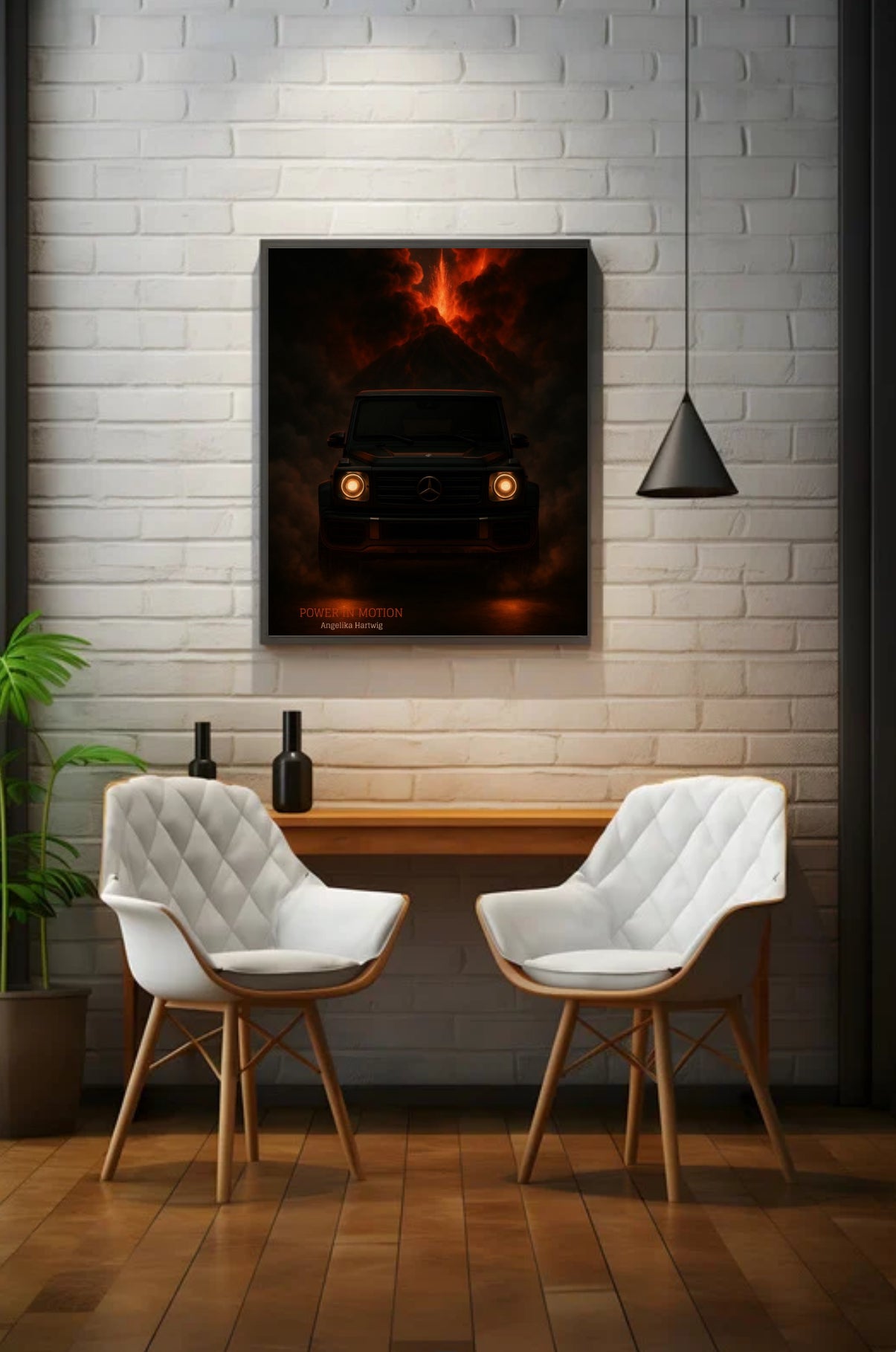Luxus Mercedes Poster mit Rahmen | Vintage Auto Kunst Druck | Wanddeko für Wohnzimmer Büro Garage | A1 A2 A3