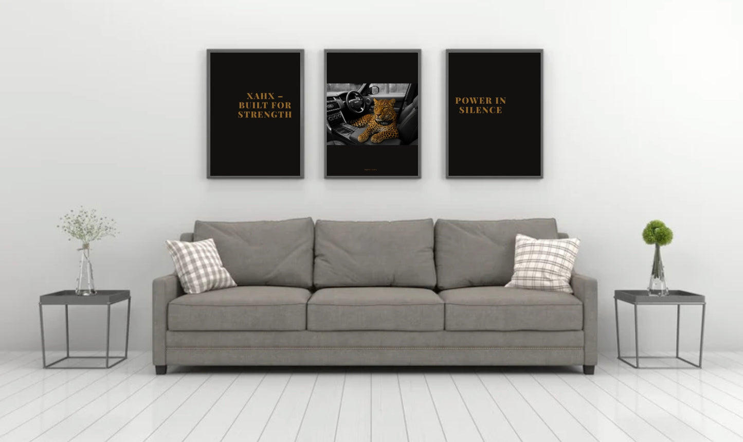 Leopard Luxury Poster | xAHx Art Print | Schwarz-Weiß Premium Design mit Farb-Akzent | A1 (59,4 × 84,1 cm) & A4 Wandbild