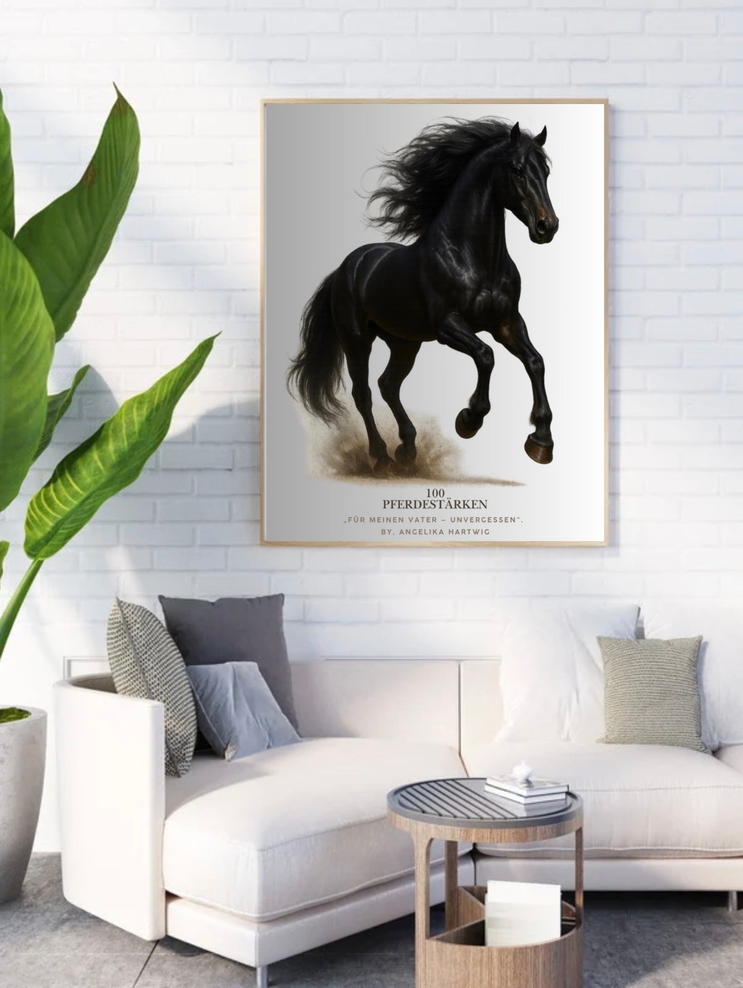 100 Pferdestärken – Premium Gerahmtes Poster | Schwarzer Mustang | Luxus Wandkunst für Wohnzimmer, Büro & Geschenkidee