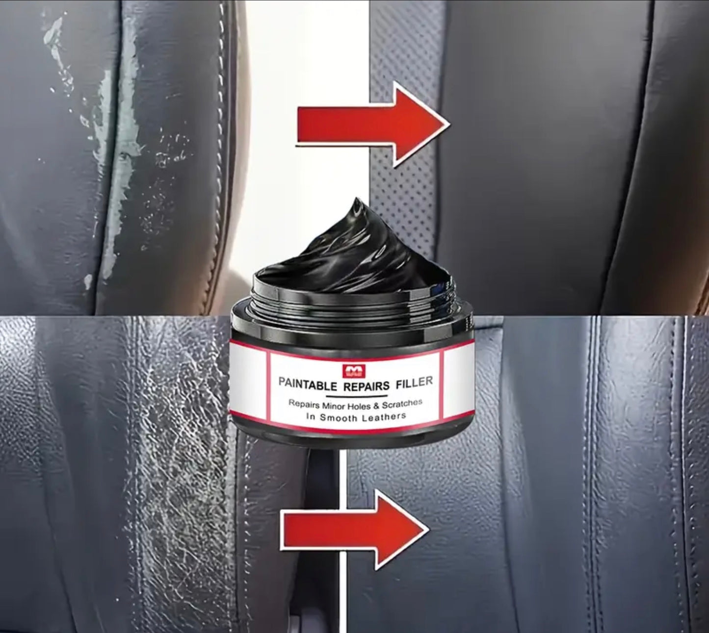 Premium Auto-Pflege Set 4-in-1 | Mikrofaser-Tücher & Leder-Reparatur Creme | Pflege & Glanz für Innenraum & Sitze | Gratis Autoduft | Kostenlose Lieferung