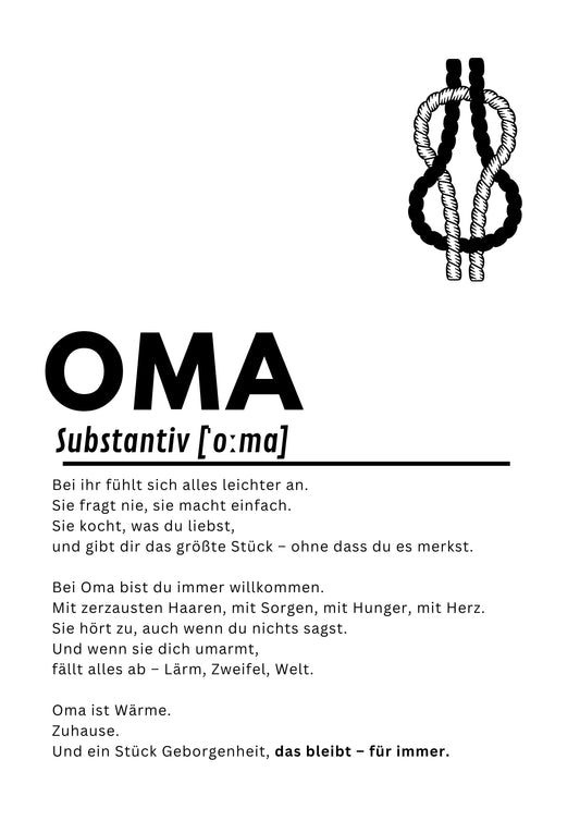 OMA Poster – Herzlicher Kunstdruck A4, Geschenk für Großmutter, Wandbild mit Gefühl, PDF