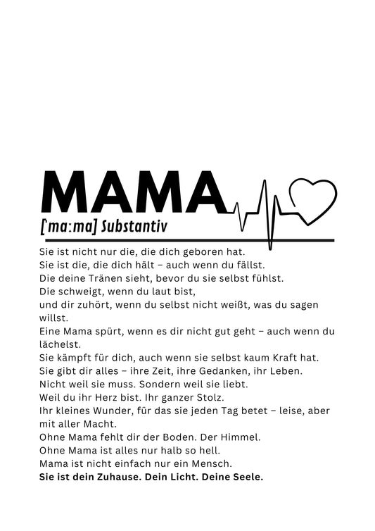 MAMA Poster – Emotionaler Kunstdruck A4, Wandbild für Mama, Geschenk zum Muttertag, Herz-Kunst,PDF